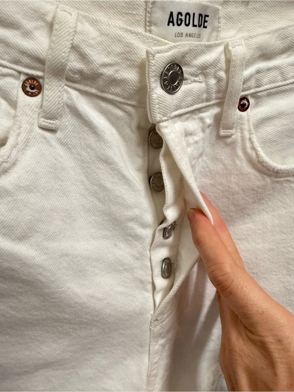 Agolde Parker White Denim Shorts